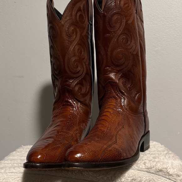 Real ostrich leg Dan Post Rich Brown Western Boots - Picture 10 of 11